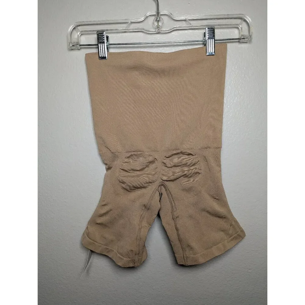 Yitty nude taupe nearly naked mid thigh booty lift short shaper M/L 8/10